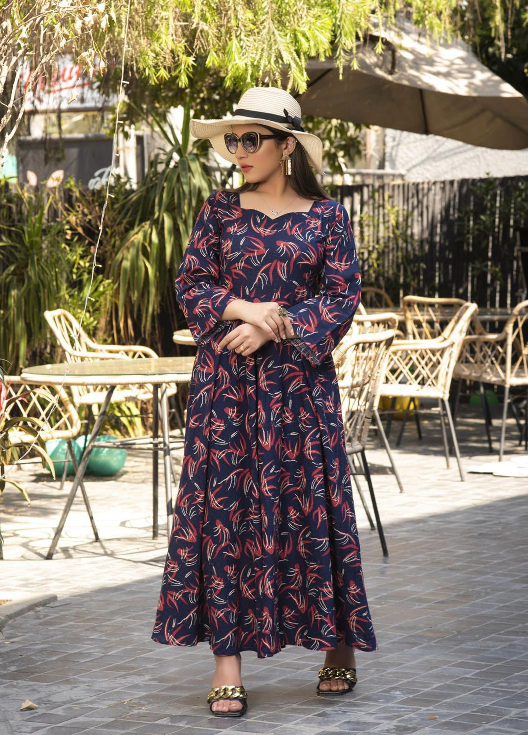 Nazmina Pret  Lawn Western Dress FR-592 BLUE SHINE