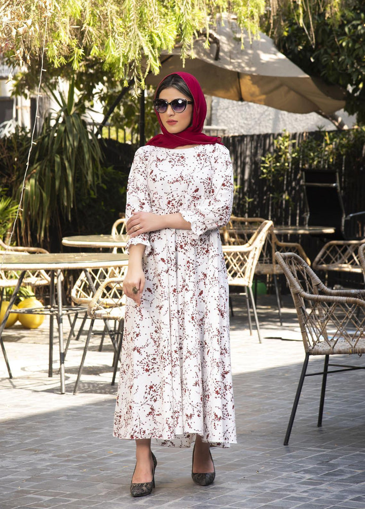 Nazmina Pret  Lawn Western Dress FR-598 SPLASH WHITE