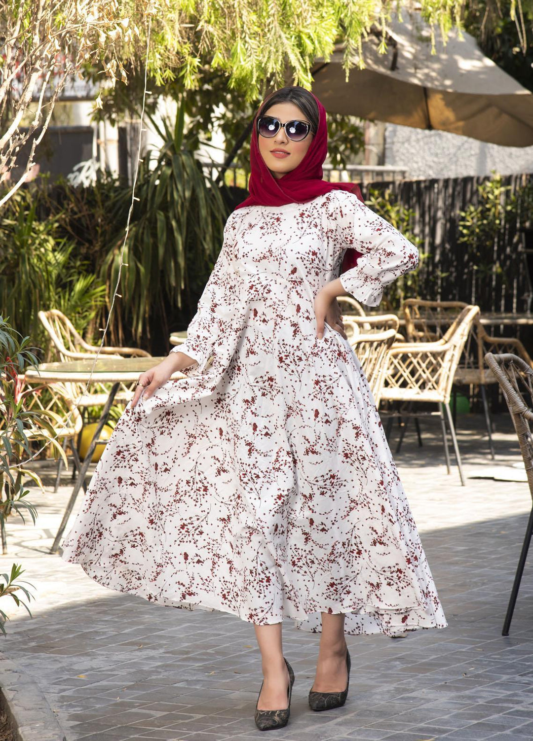 Nazmina Pret  Lawn Western Dress FR-598 SPLASH WHITE