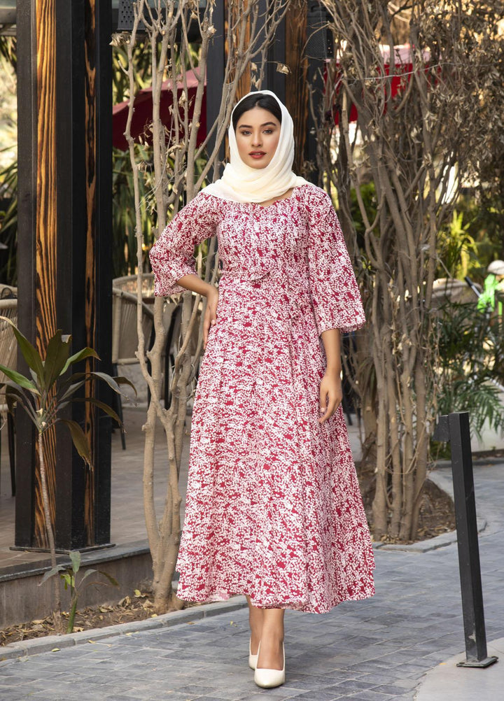 Nazmina Pret  Lawn Western Dress Blood sea beads FR-609