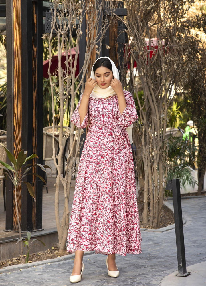 Nazmina Pret  Lawn Western Dress Blood sea beads FR-609