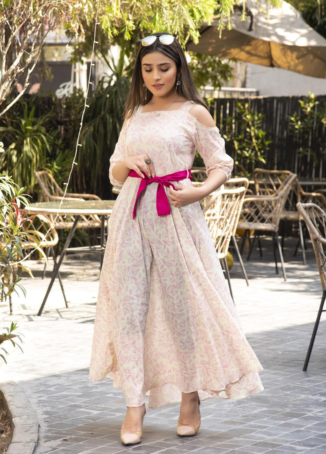 Nazmina Pret  Lawn Western Dress FR-593 PINK ROSES