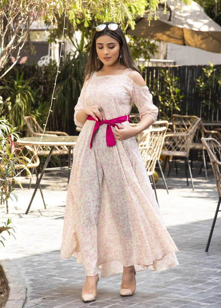 Nazmina Pret  Lawn Western Dress FR-593 PINK ROSES