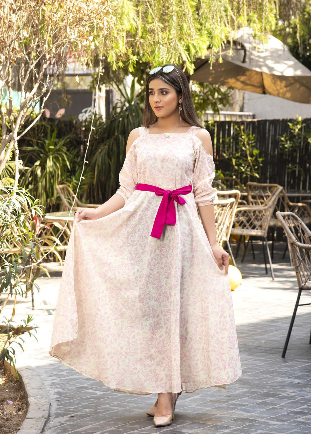 Nazmina Pret  Lawn Western Dress FR-593 PINK ROSES