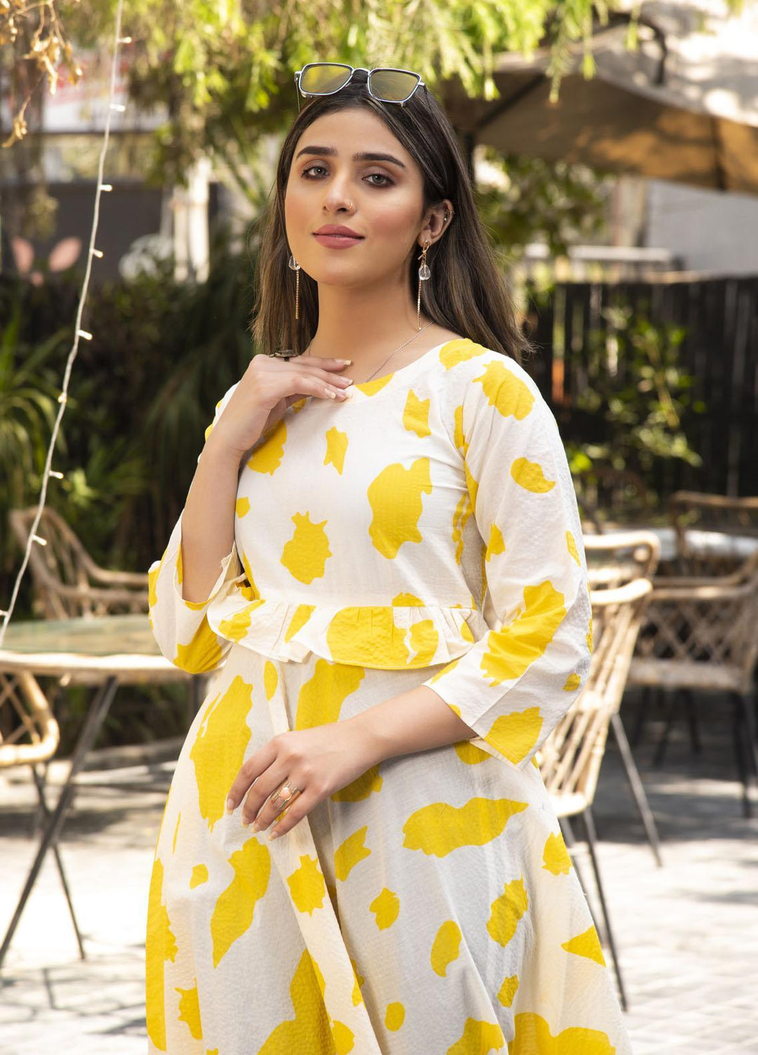 Nazmina Pret  Lawn Western Dress FR-607 WHITE LEOPARD