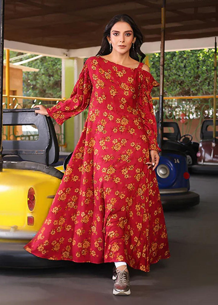 Nazmina Pret Printed Linen Frocks FR-727 Sunflower Berry