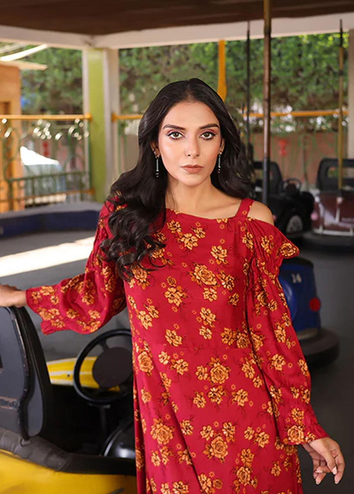 Nazmina Pret Printed Linen Frocks FR-727 Sunflower Berry