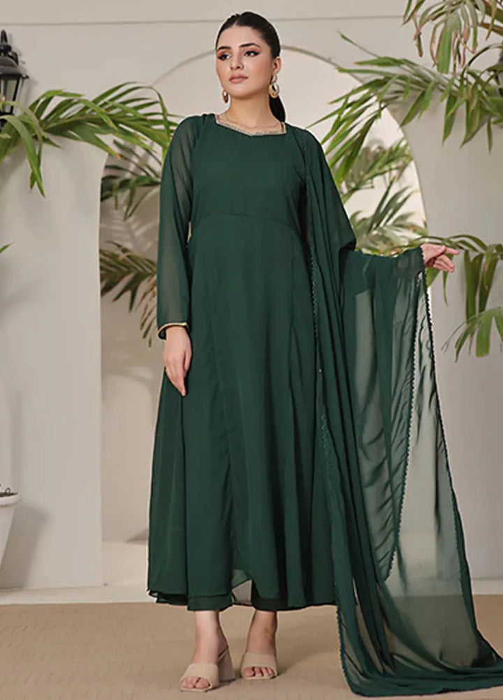 Nazmina Pret Casual Chiffon 2 Piece Suit Emerald Elegance FRT-63