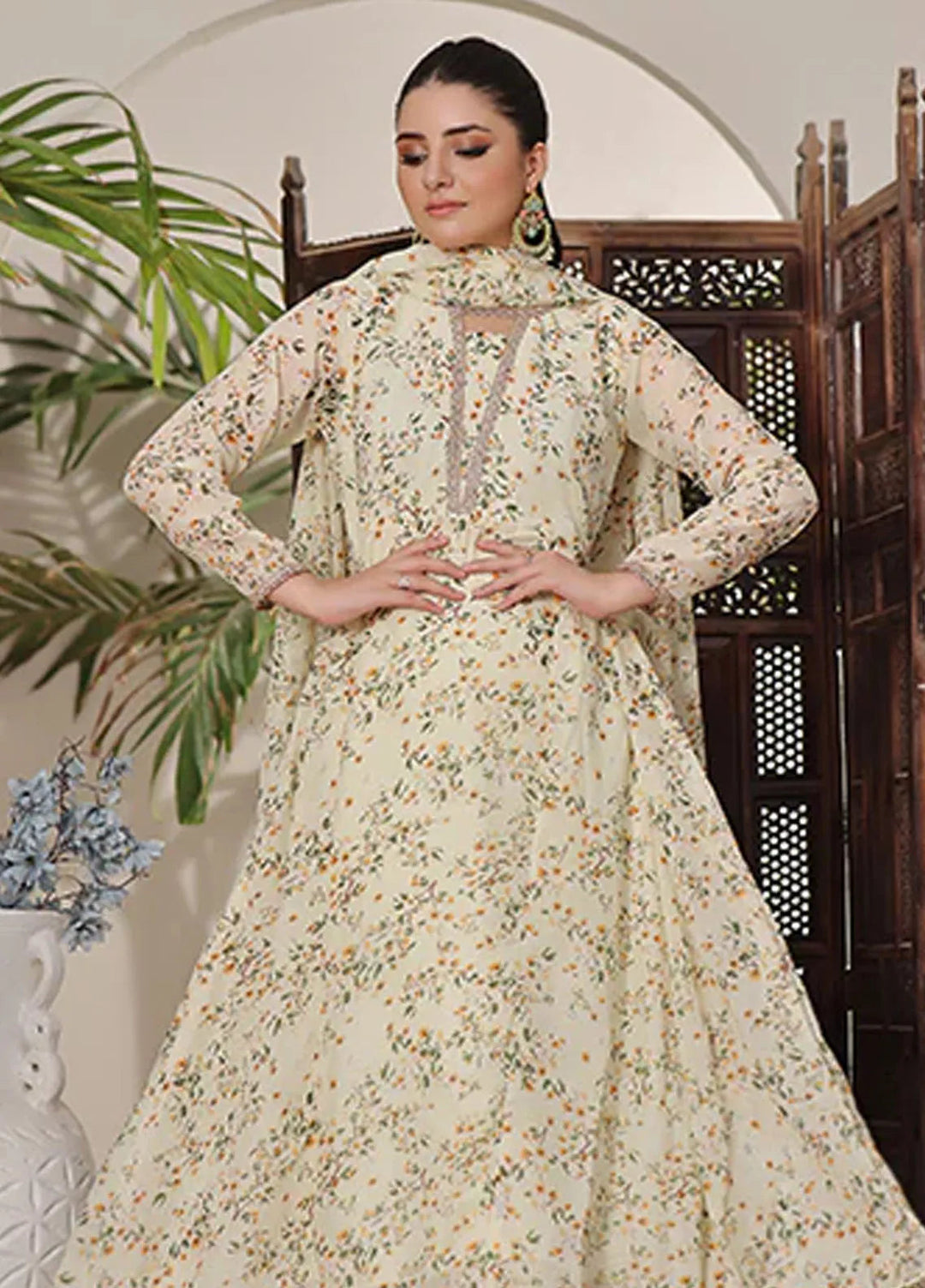 Nazmina Pret Casual Chiffon 2 Piece Suit Marine Mist FRT-56