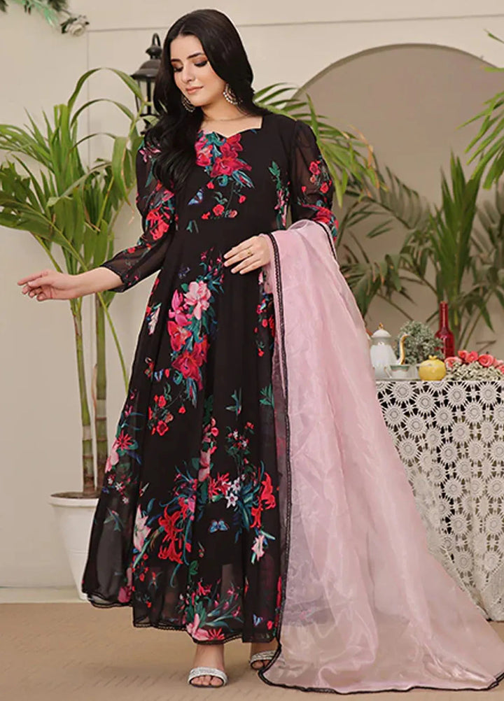 Nazmina Pret Casual Chiffon 2 Piece Suit Noir Gleam FRT-57