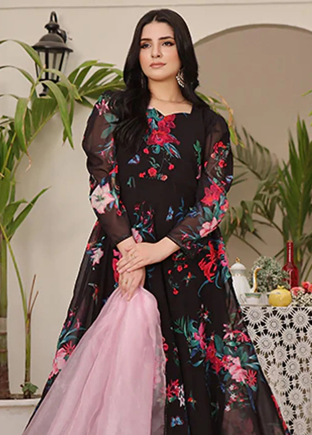 Nazmina Pret Casual Chiffon 2 Piece Suit Noir Gleam FRT-57