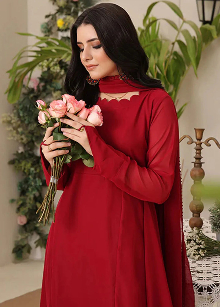 Nazmina Pret Casual Chiffon 2 Piece Suit Rouge
