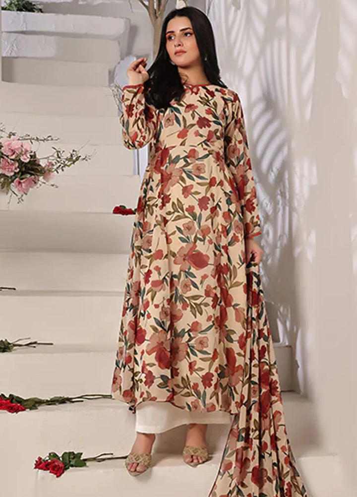 Nazmina Pret Casual Chiffon 3 Piece Suit Calico Flowers FRT-74