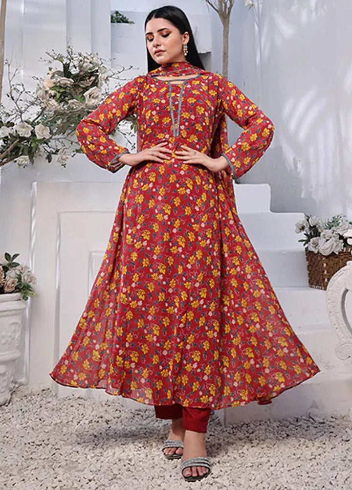 Nazmina Pret Casual Chiffon 3 Piece Suit Dandelion Floweret FRT-75