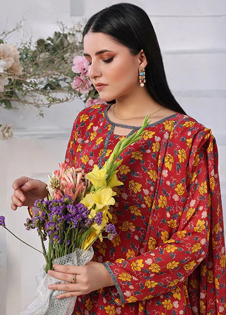 Nazmina Pret Casual Chiffon 3 Piece Suit Dandelion Floweret FRT-75