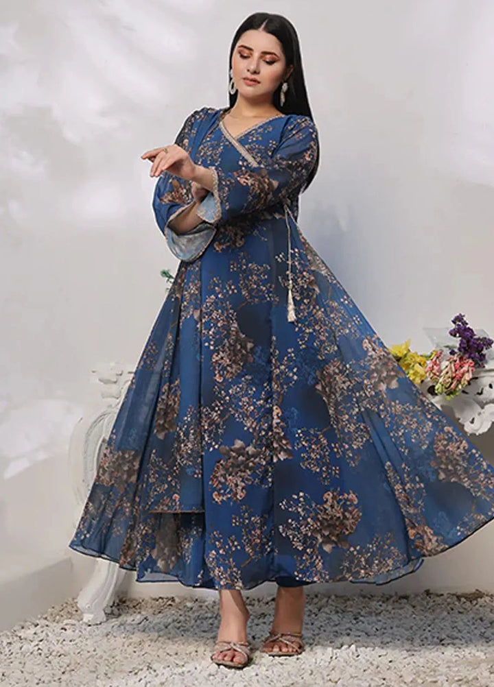 Nazmina Pret Casual Chiffon 3 Piece Suit Lobelia Iris FRT-72