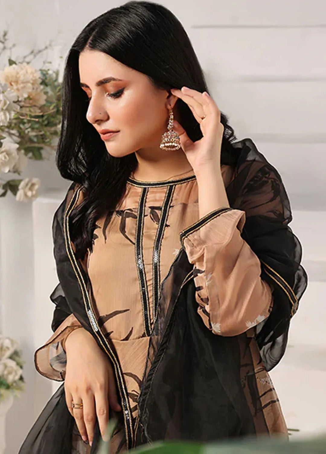 Nazmina Pret Casual Chiffon 3 Piece Suit Margaritic Orchid FRT-68