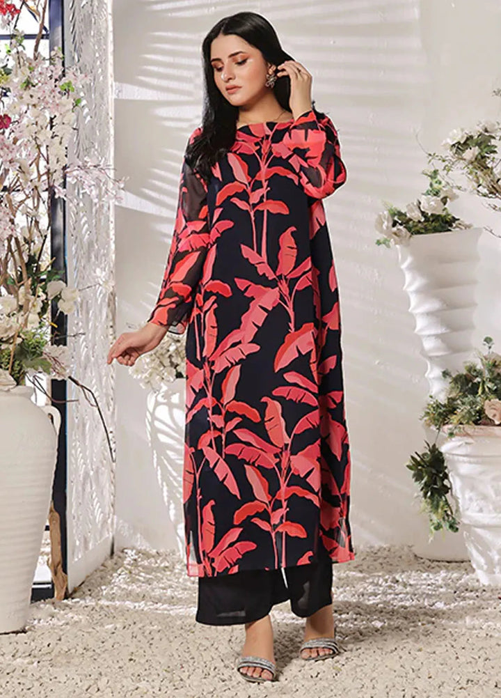 Nazmina Pret Casual Chiffon Kurti Claret ash FR-752