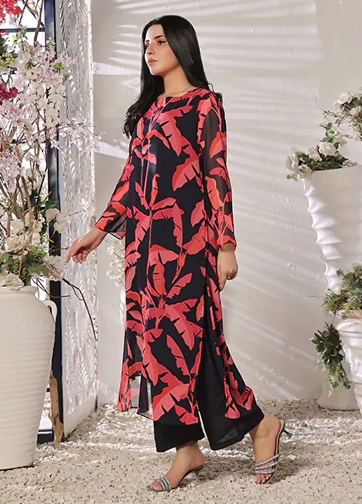 Nazmina Pret Casual Chiffon Kurti Claret ash FR-752