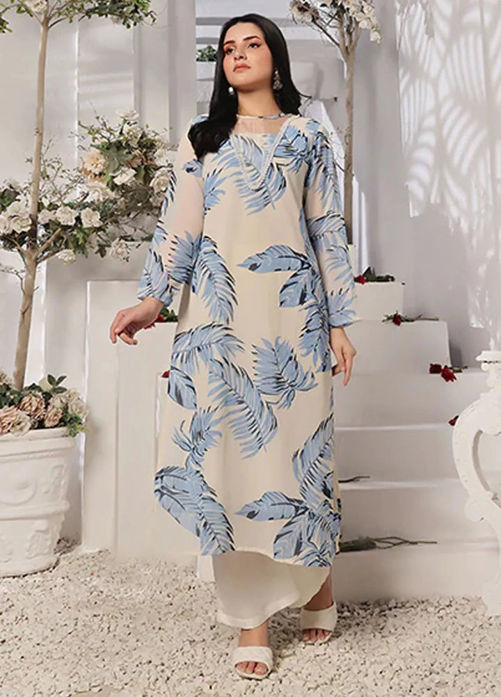 Nazmina Pret Casual Chiffon Kurti Corn flower maple FR-753