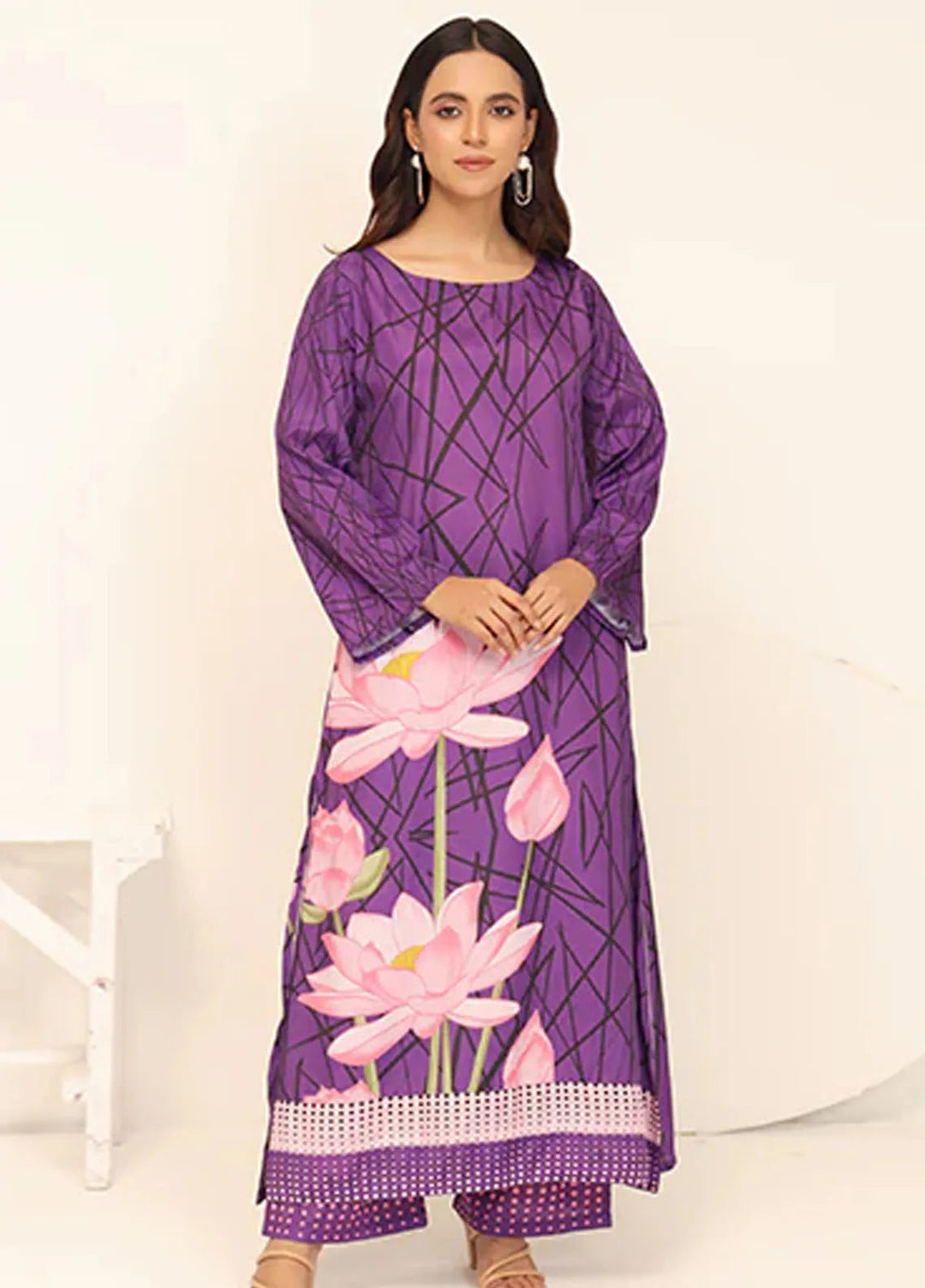 Nazmina Pret Casual Crepe 2 Piece Suit Countryside Bloom CF-02