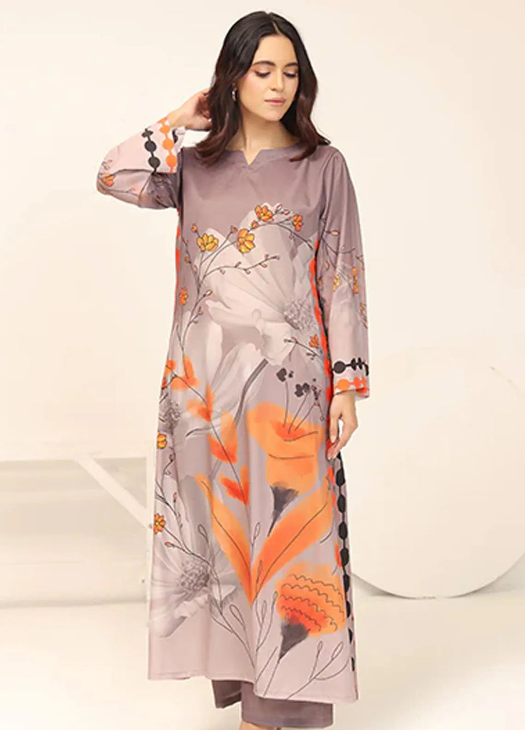 Nazmina Pret Casual Crepe 2 Piece Suit Desert Rose CF-08