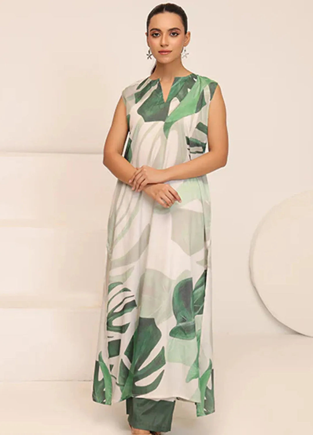 Nazmina Pret Casual Crepe 2 Piece Suit Floral Haven CF-19