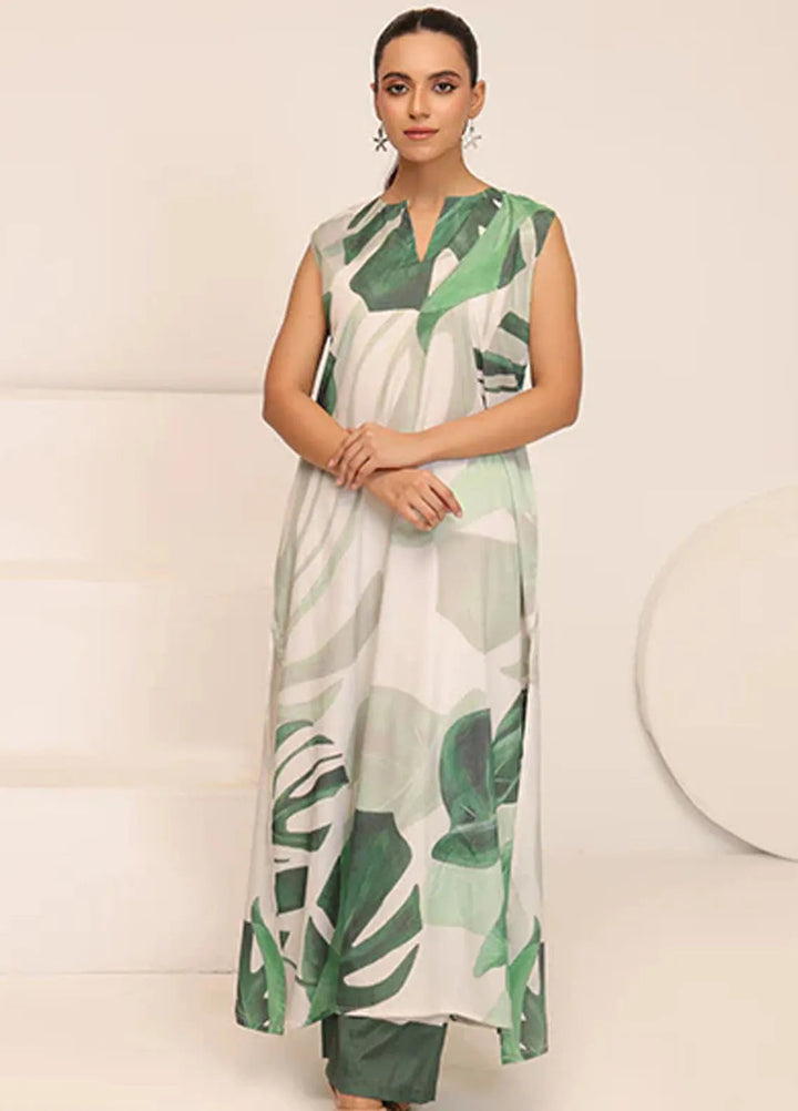 Nazmina Pret Casual Crepe 2 Piece Suit Floral Haven CF-19