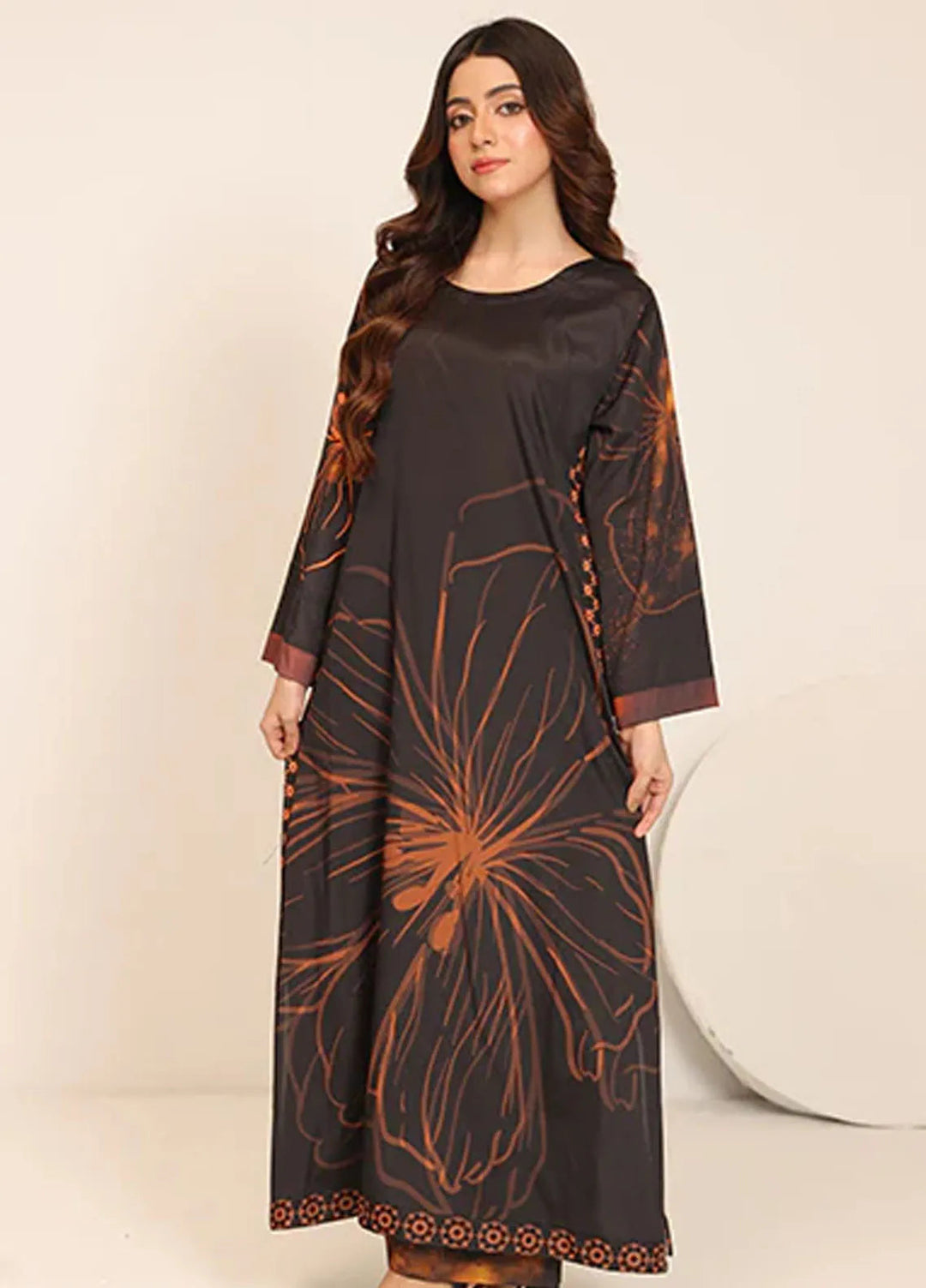 Nazmina Pret Casual Crepe 2 Piece Suit Rusty Black CF-09