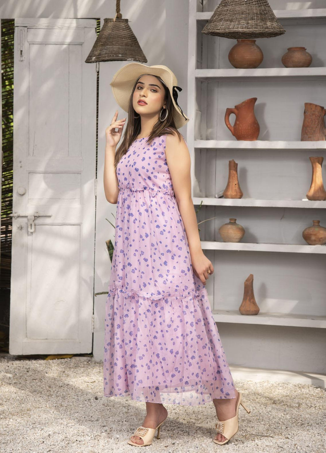 Nazmina Pret  Chiffon Frocks Lavendor FR-626