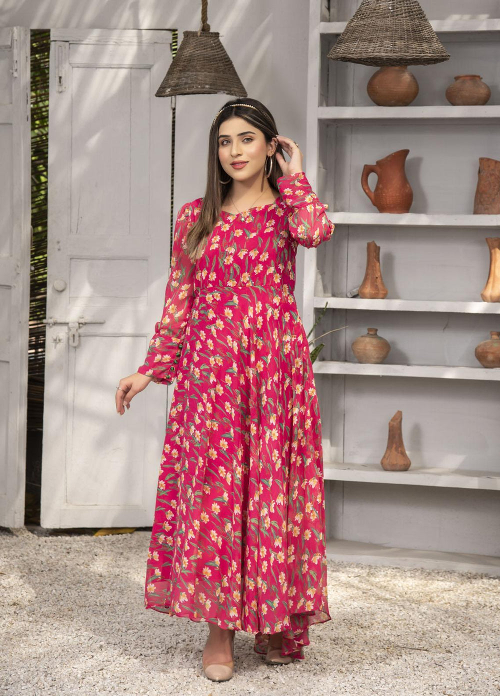 Nazmina Pret  Chiffon Frocks Pink World FR-630