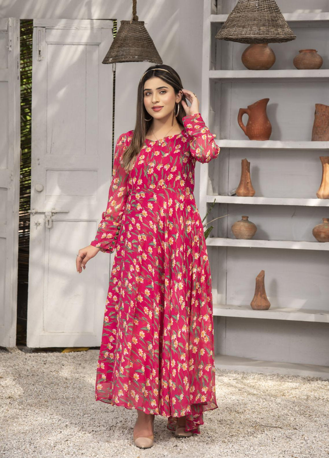 Nazmina Pret  Chiffon Frocks Pink World FR-630