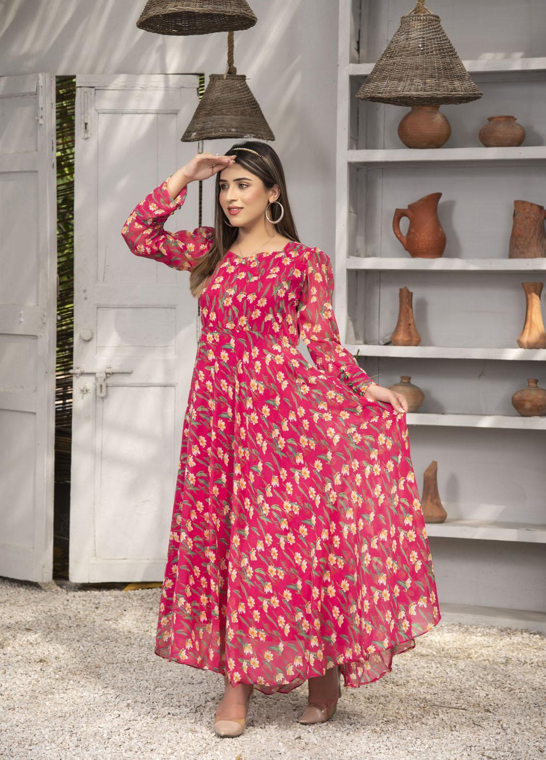 Nazmina Pret  Chiffon Frocks Pink World FR-630