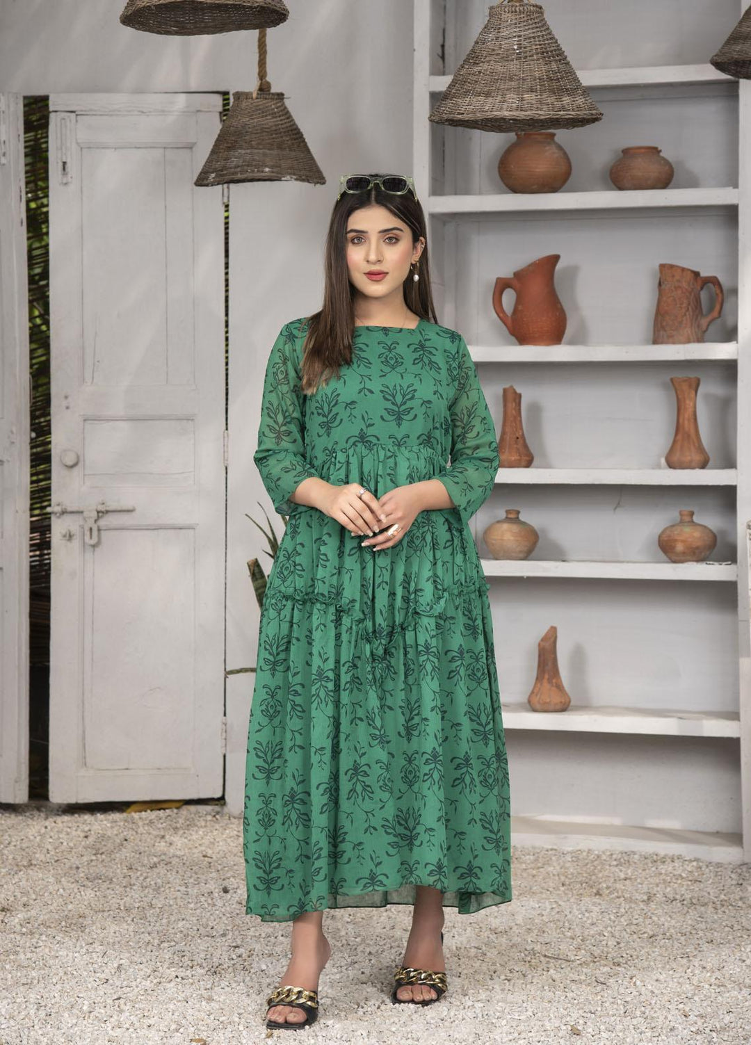 Nazmina Pret  Chiffon Frocks Emerald FR-627