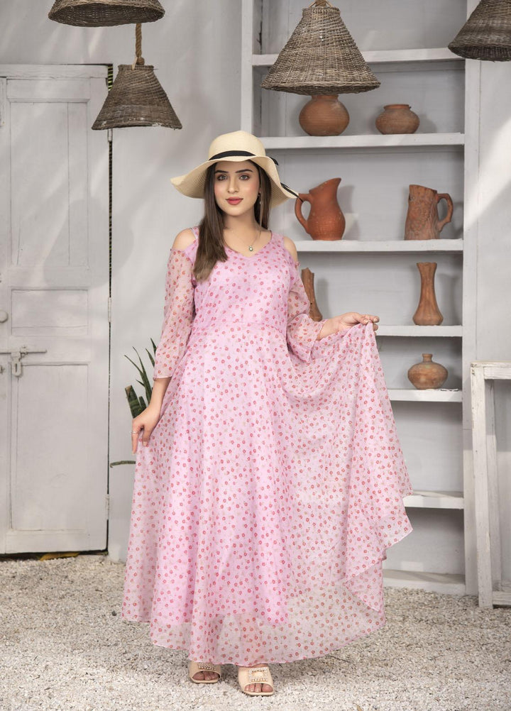 Nazmina Pret  Chiffon Frocks Pink Gaze FR-628