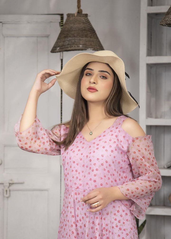 Nazmina Pret  Chiffon Frocks Pink Gaze FR-628