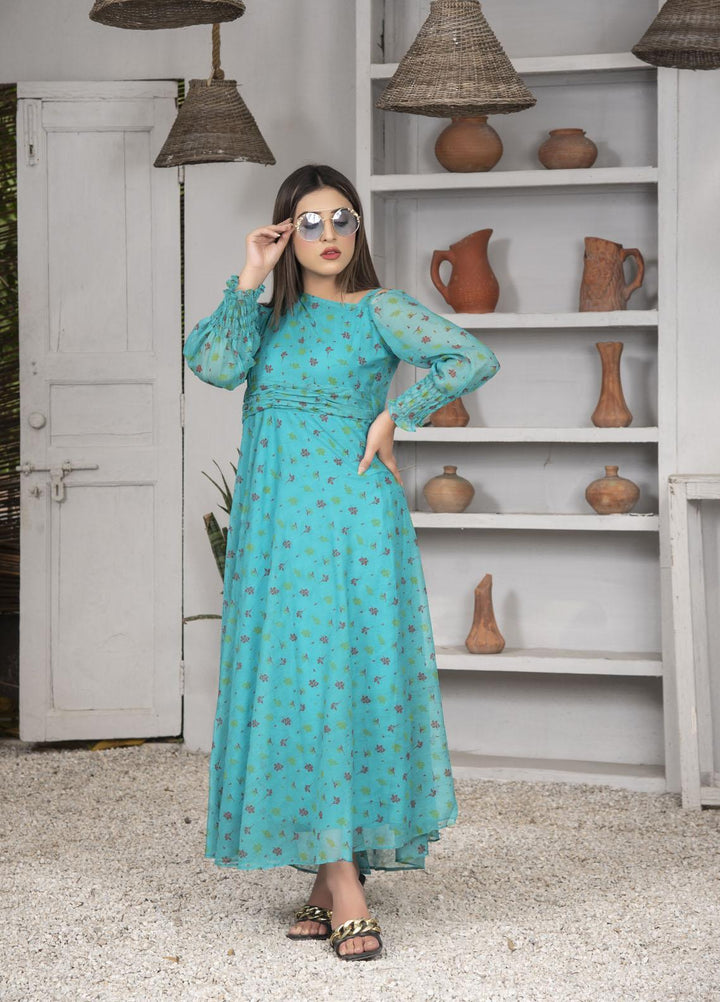 Nazmina Pret  Chiffon Frocks Sky FR-625