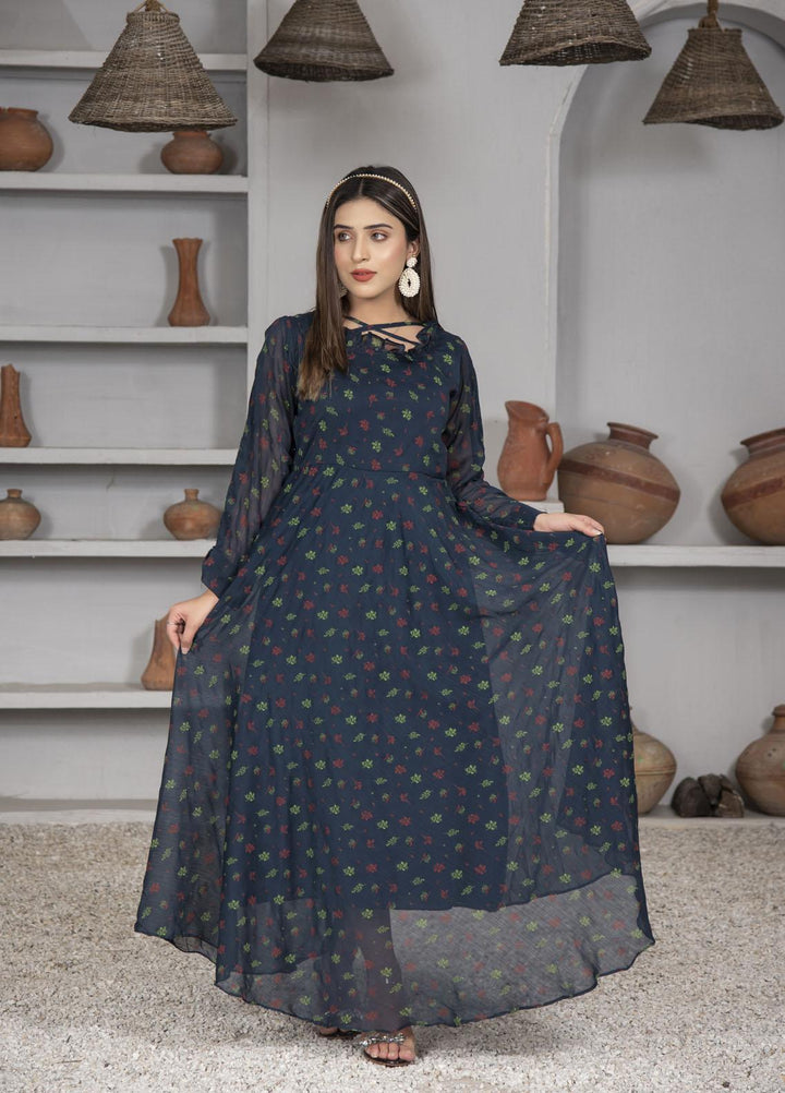 Nazmina Pret  Chiffon Frocks Indigo FR-629