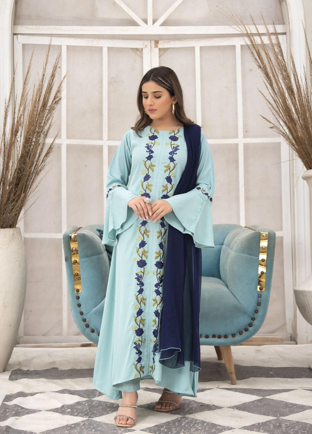 Nazmina Pret  Georgette 3 Piece Dress ICE WAVES NE-45