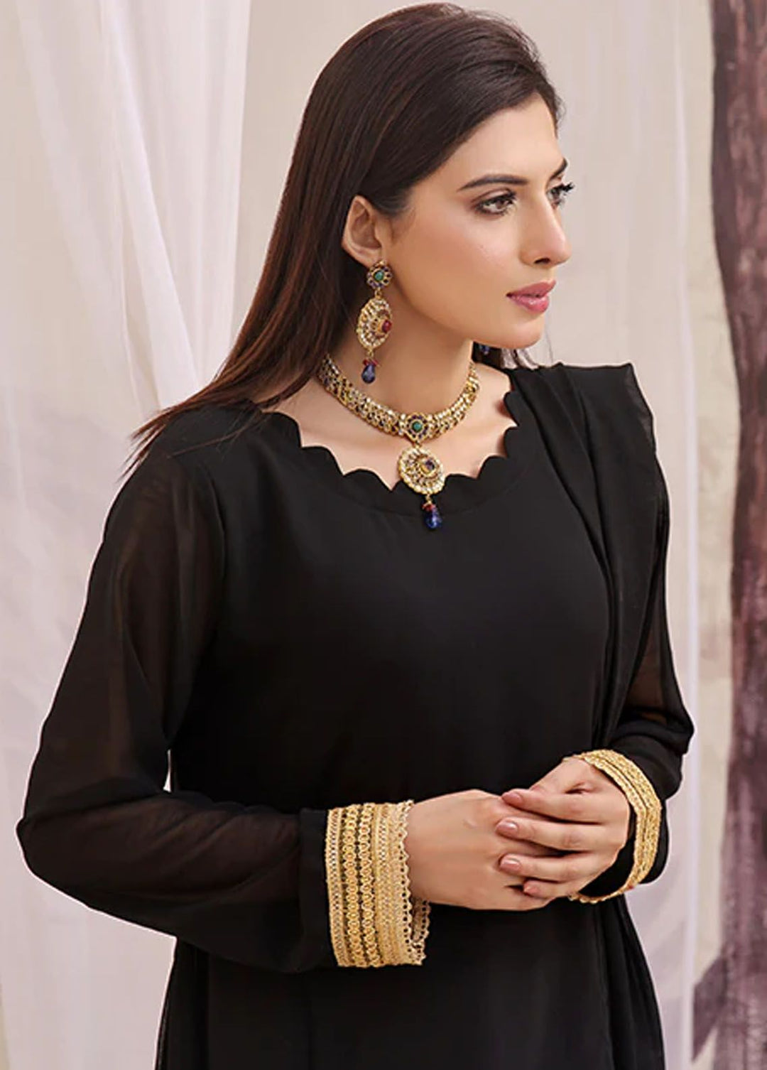 Nazmina Pret Fancy  3 Piece Suit Black Charm