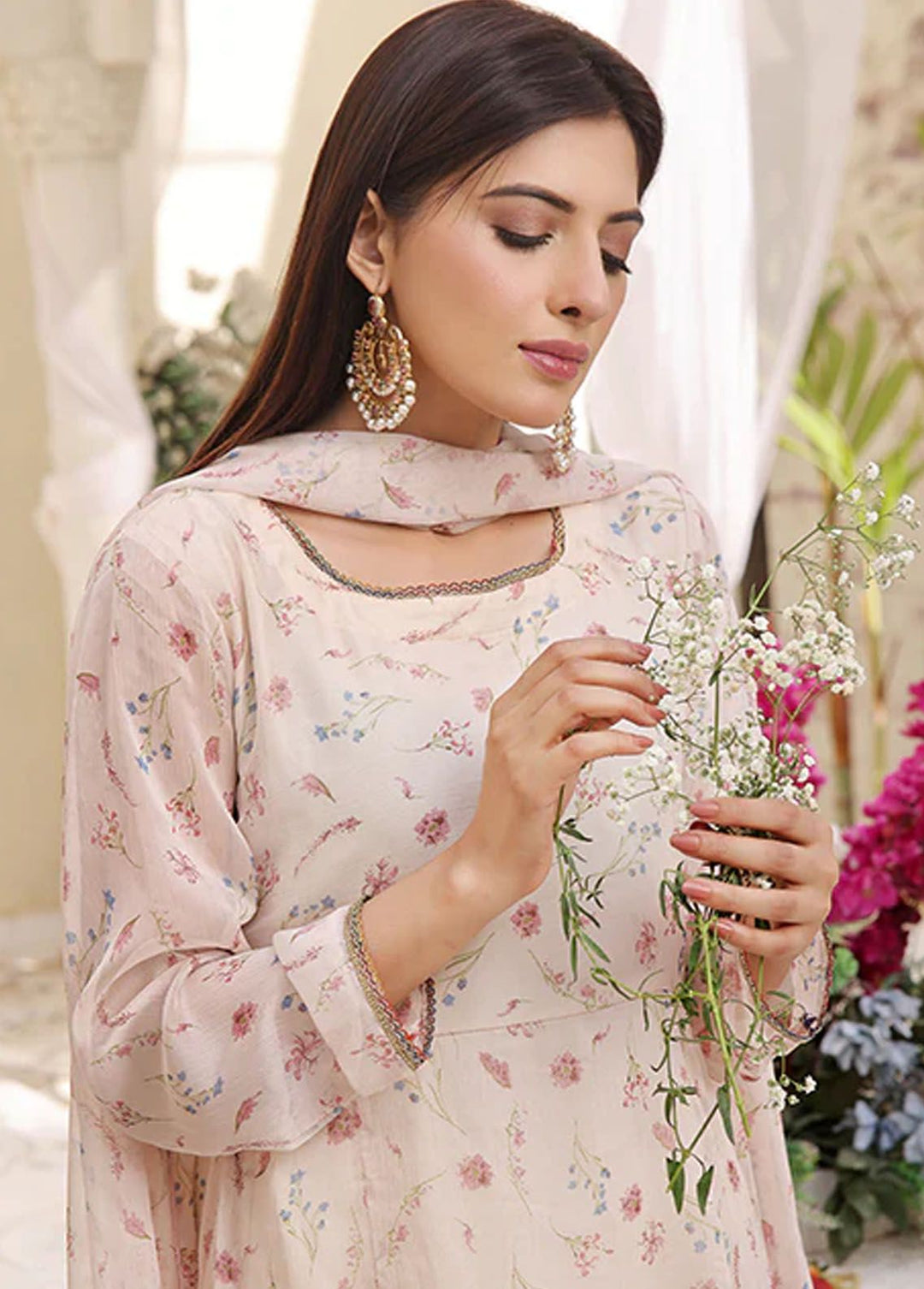 Nazmina Pret Fancy  3 Piece Suit Floral Frosted Fern