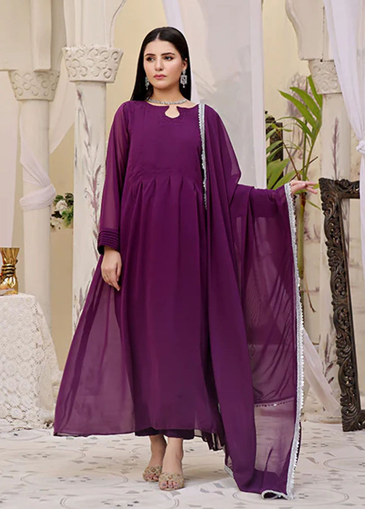 Nazmina Pret Fancy  3 Piece Suit Petunia Plum