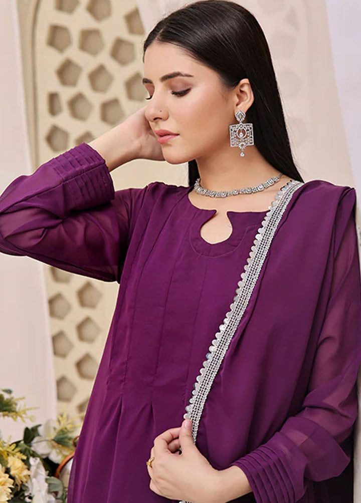 Nazmina Pret Fancy  3 Piece Suit Petunia Plum