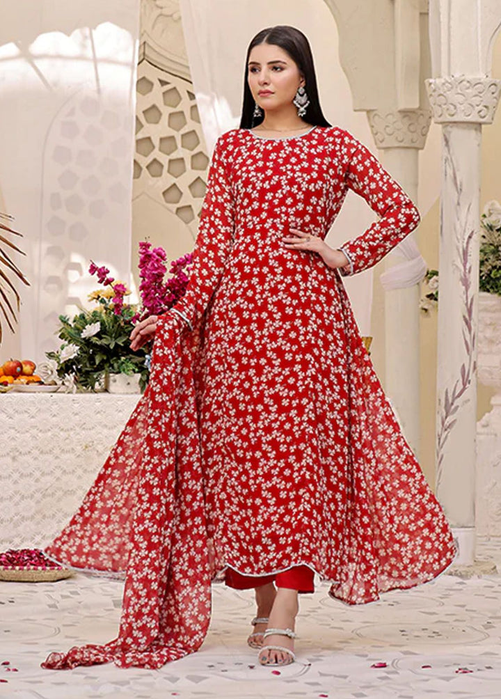 Nazmina Pret Fancy  3 Piece Suit Vermilion