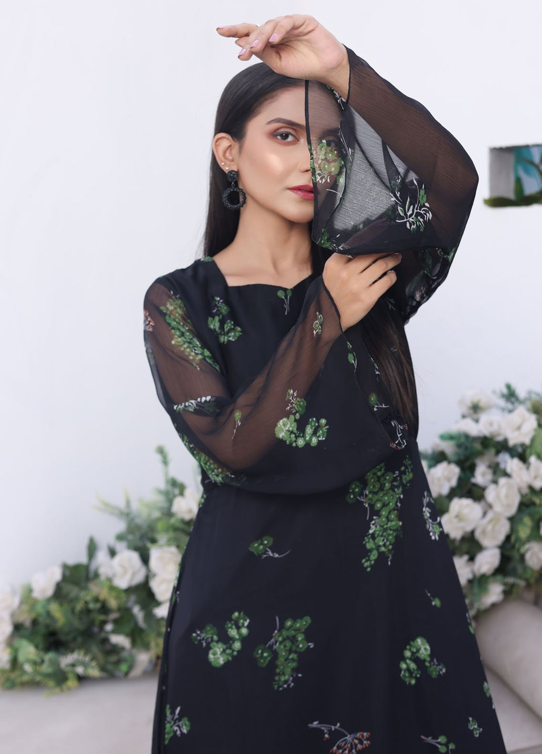 Nazmina Pret Fancy Chiffon Suit FR-729 Sable Idyllic Long Maxi