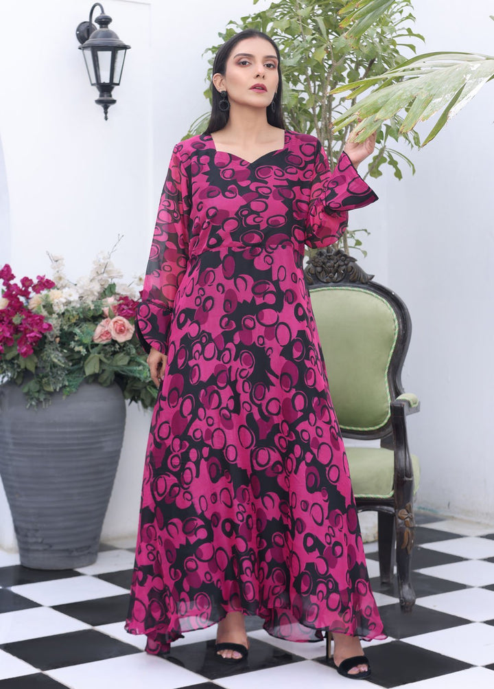 Nazmina Pret Fancy Chiffon Suit FR-736 Shell Pink Long Maxi