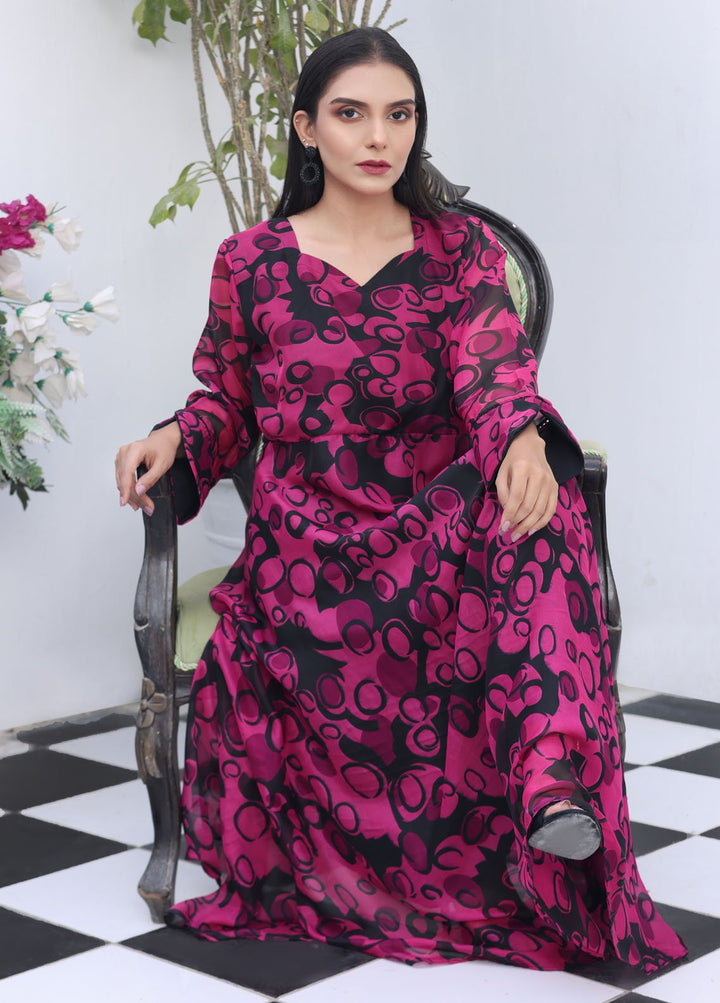 Nazmina Pret Fancy Chiffon Suit FR-736 Shell Pink Long Maxi