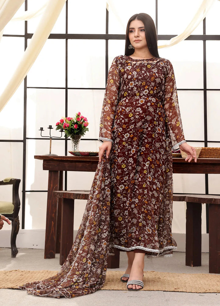 Nazmina Pret Fancy Chiffon 3 Piece Suit FRT-52 Amber Aura