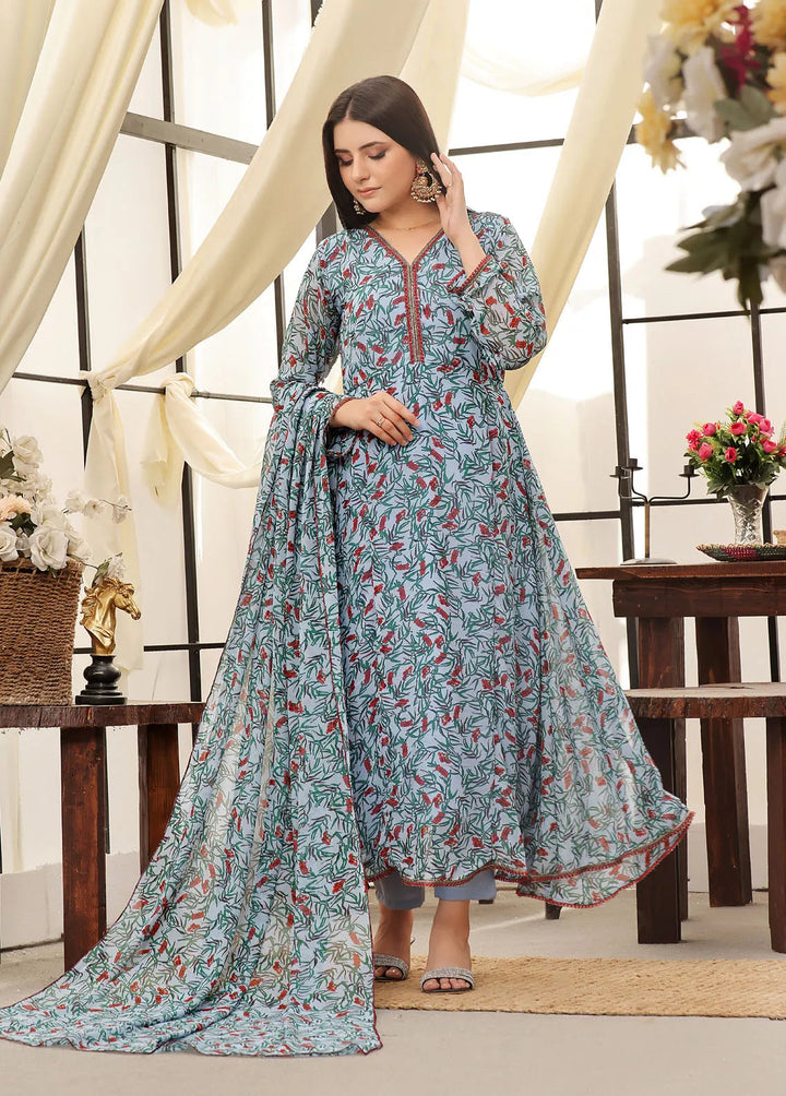 Nazmina Pret Fancy Chiffon 3 Piece Suit FRT-55 Moss Melody
