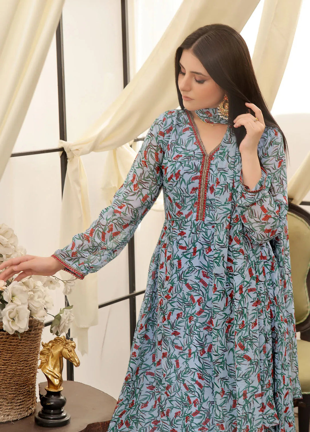 Nazmina Pret Fancy Chiffon 3 Piece Suit FRT-55 Moss Melody